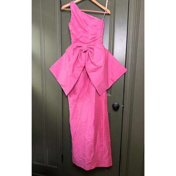 NWT Rachel Gilbert Pink Marco Gown Maxi Gala Formal Black Tie Bow Dress Size 2 - Picture 5 of 10